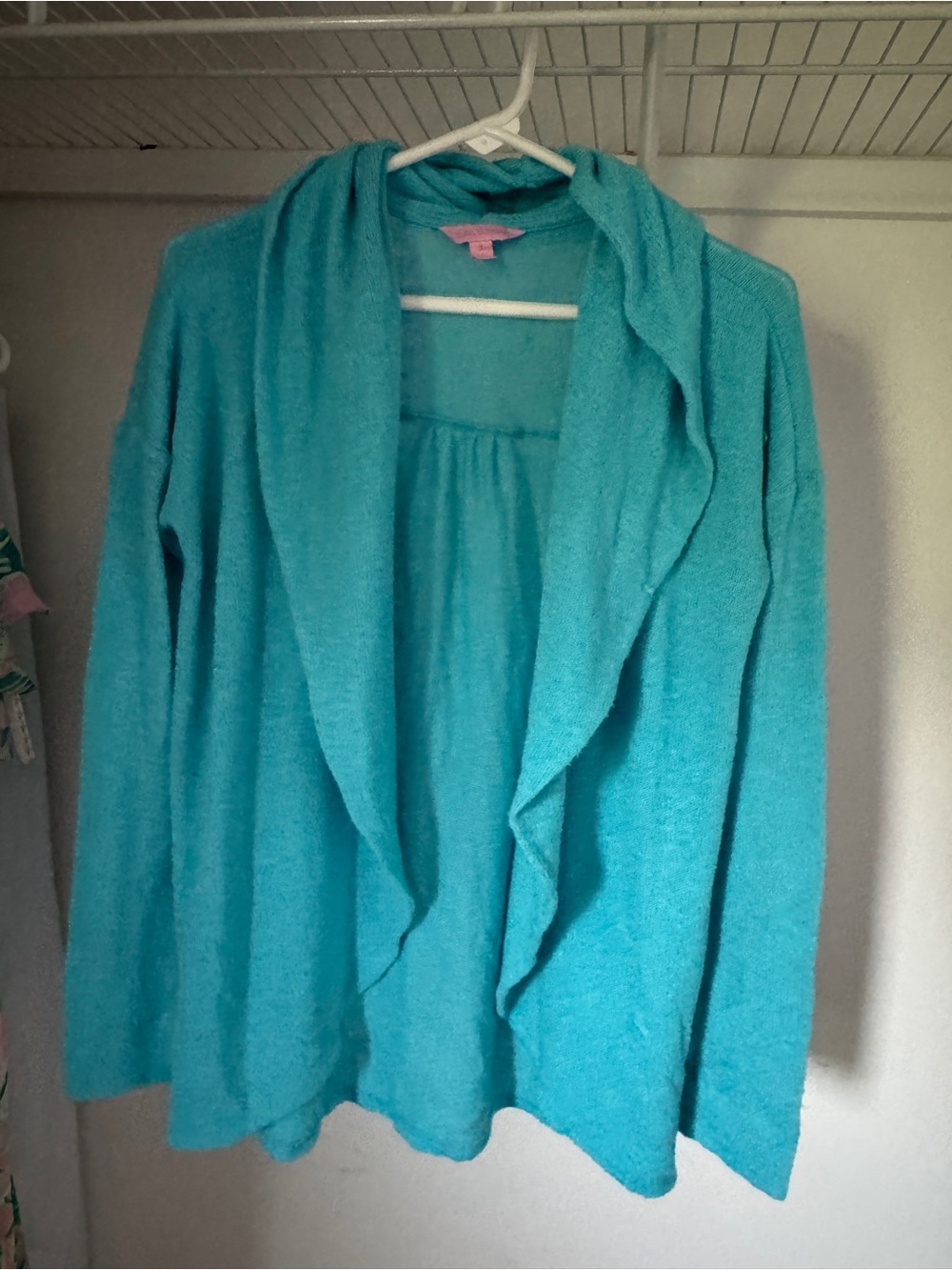 Lilly Pulitzer Aqua Open-Front Draped Cardigan
